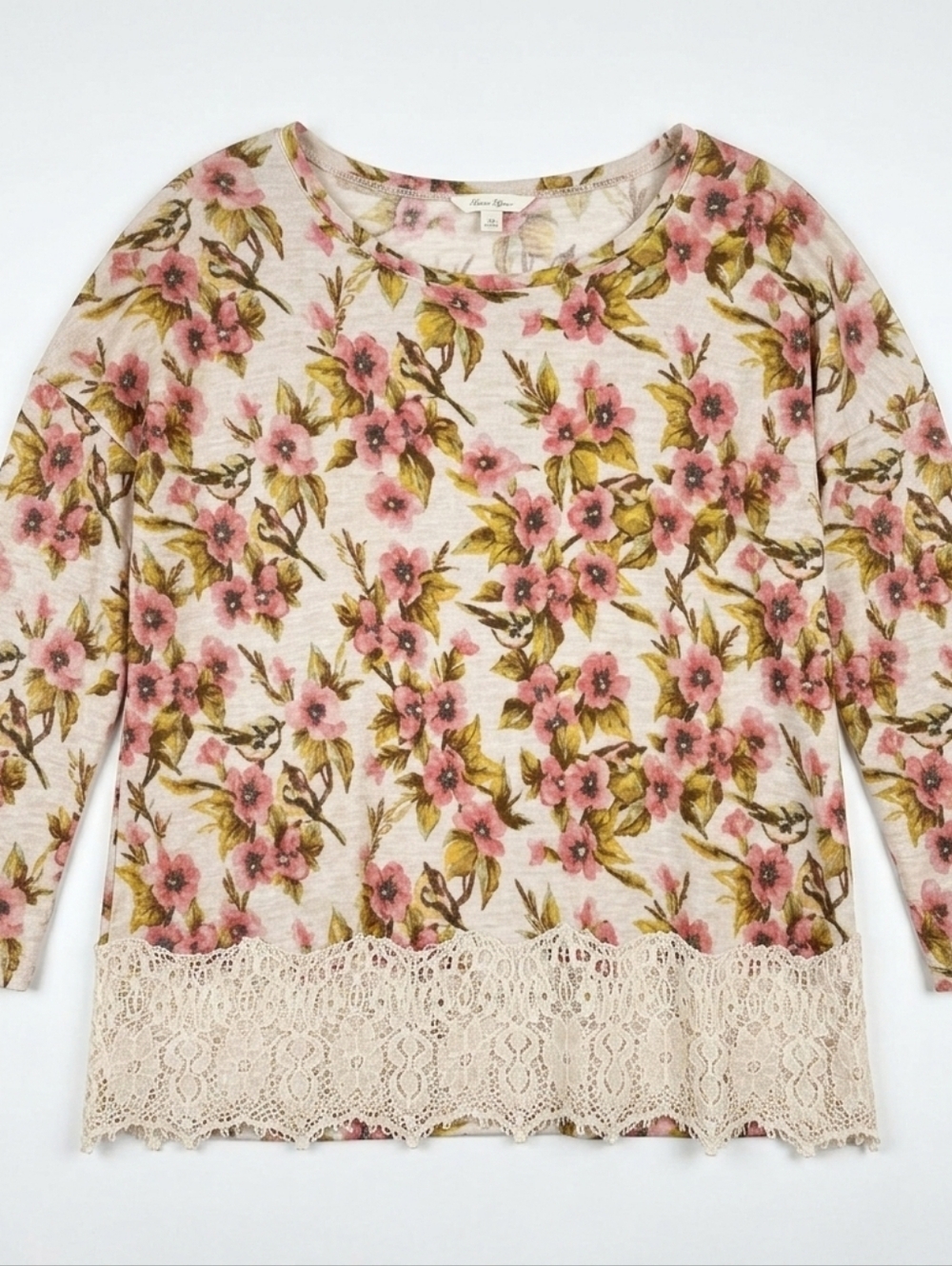 Disney Floral Long Sleeve Top with Lace Trim Women's Medium #221